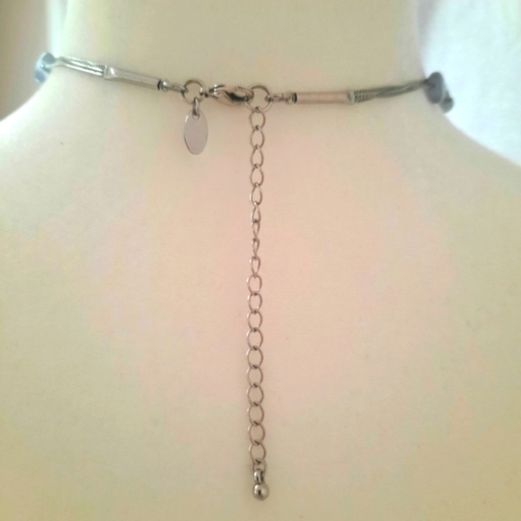 Beautiful Lia Sophia 3 Strand Aqua, Gray, Blue, Silver Tone Beaded Necklace 20" - Picture 4 of 5